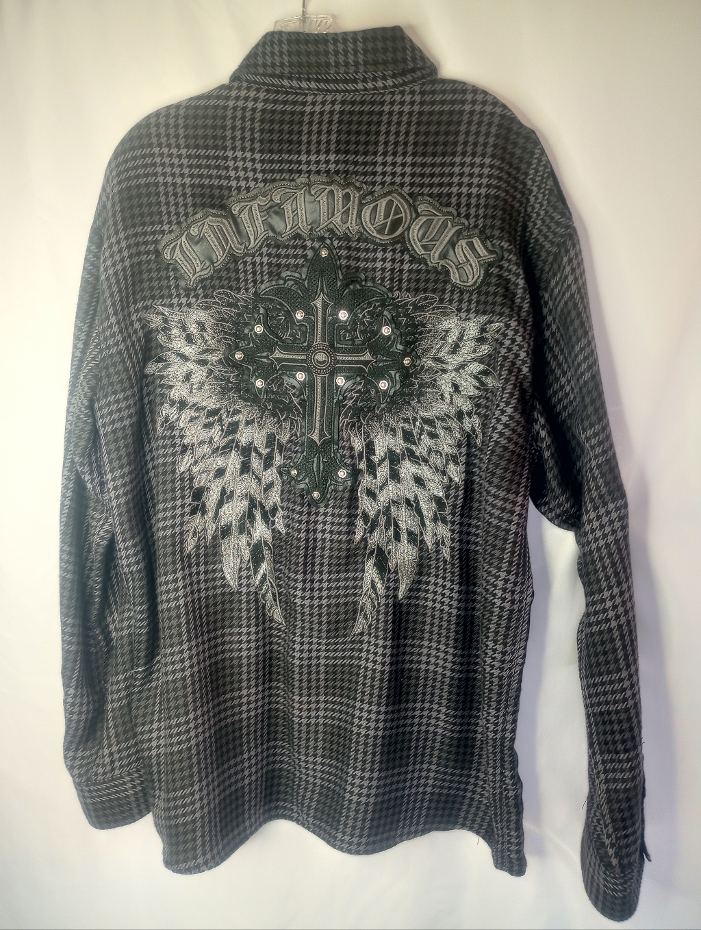 *Infamous Embroidered Button Down Flannel Shirt